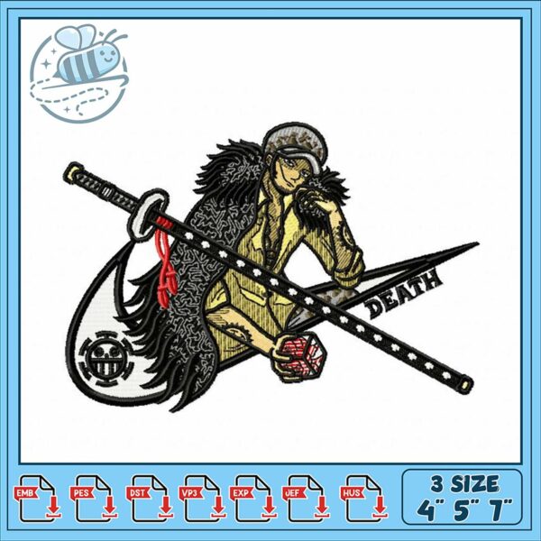 Elegant Death Scythe Embroidery Design in Three Sizes