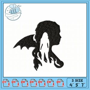 Elegant Dragon Silhouette Embroidery Design 3 Sizes