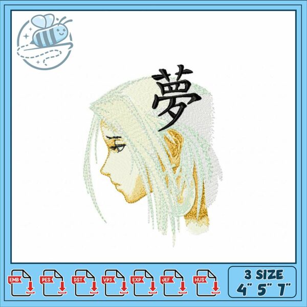Elegant Dreamy Girl Embroidery Design Digital Download