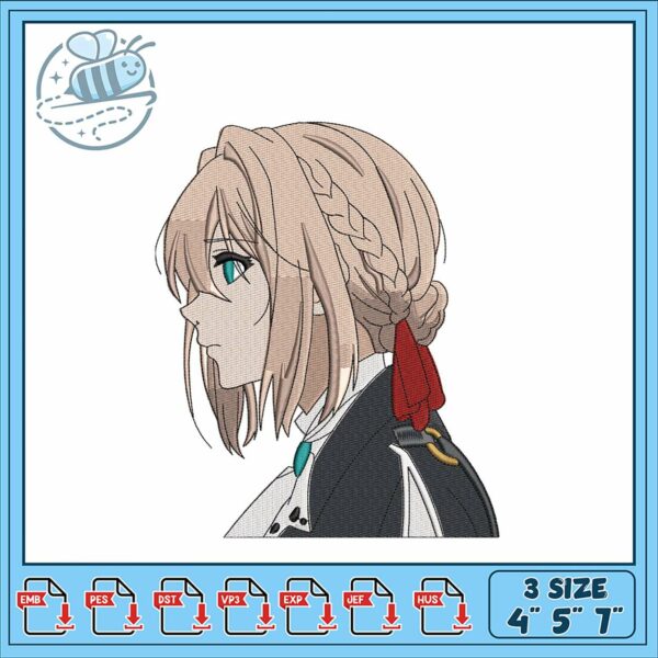 Elegant Embroidery Design of Character Profile Art