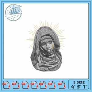 Elegant Embroidery Design of Serene Mother Figure