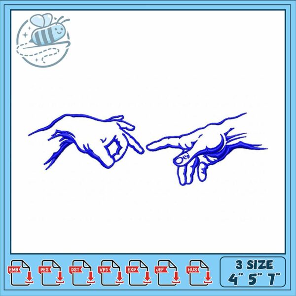 Elegant Embroidery Design of Touching Hands Artwork