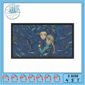 Elegant Embroidery Design of Two Characters 4x5 7 Inch