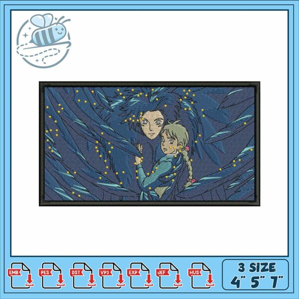 Elegant Embroidery Design of Two Characters 4×5 7 Inch