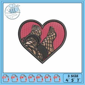 Elegant Fishnet Heart Embroidery Design Bundle 4x5x7