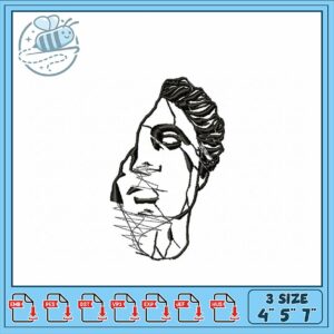Elegant Line Art Face Embroidery Design Instant Download