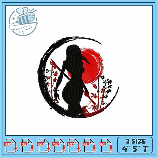 Elegant Moon Silhouette Embroidery Design Set