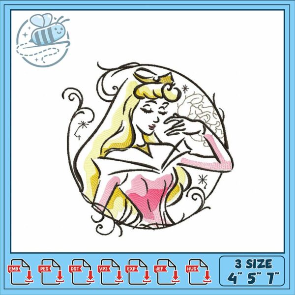 Elegant Princess Embroidery Design for Crafts 4×5 7