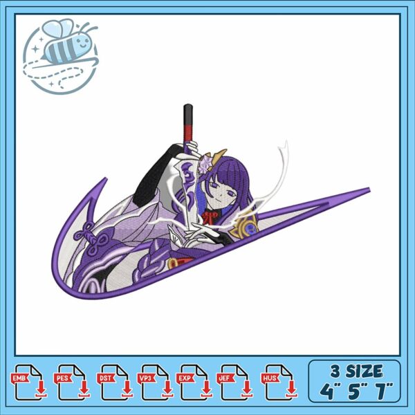 Elegant Purple Samurai Girl Embroidery Design Download