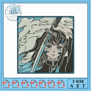 Elegant Samurai Girl Embroidery Design Downloadable Files