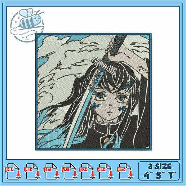Elegant Samurai Girl Embroidery Design Downloadable Files