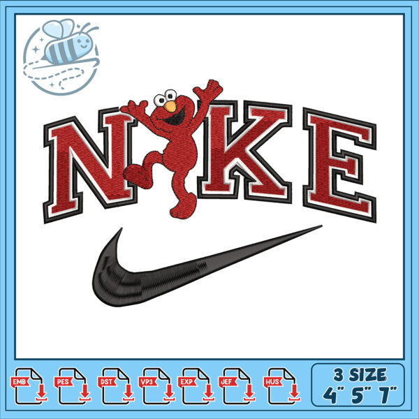 Elmo Nike Embroidery Design 3 Sizes