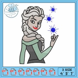 Elsa disney princess embroidery, disney elsa braid​ embroidery