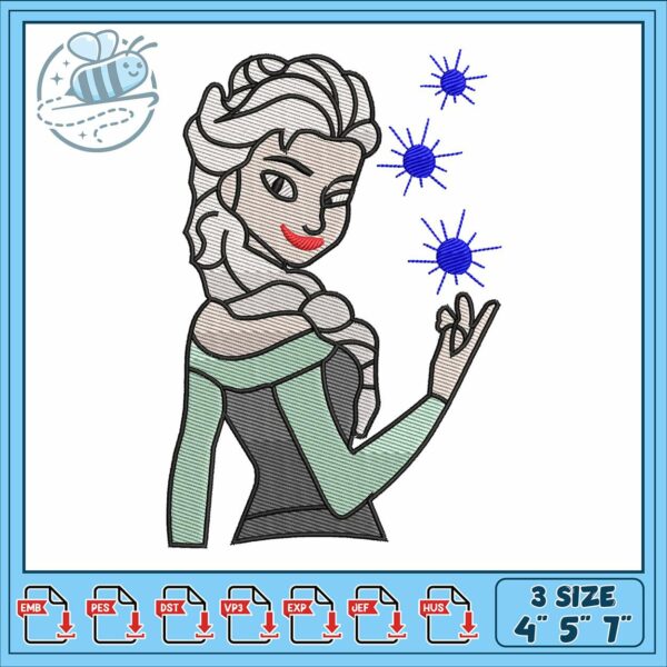Elsa disney princess embroidery, disney elsa braid​ embroidery