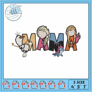 Elsa princess mama embroidery, frozen dress disney elsa​ embroidery
