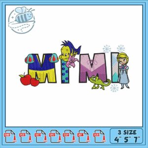 Elsa princess mimi embroidery, walt disney elsa dress embroidery