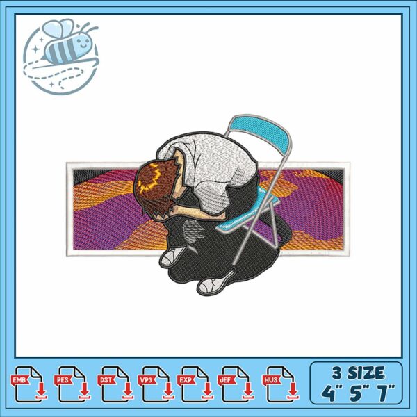 Embroidered Boy Sitting Design for DIY Projects