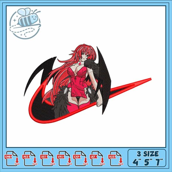 Embroidered Demon Girl Design for Unique Projects