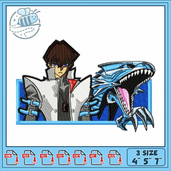 Embroidered Design of Character and Dragon Duo