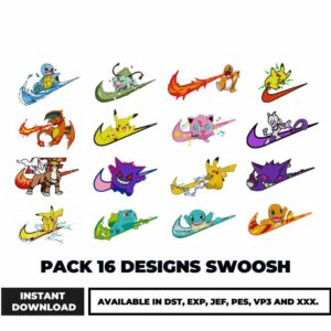 Embroidery Bundle 16 Pokemon Swoosh Designs Download