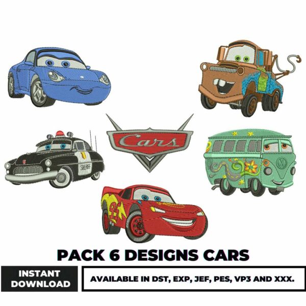 Embroidery Bundle Featuring 6 Fun Cars Designs