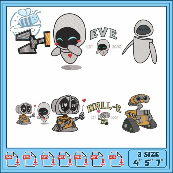 Embroidery Bundle Featuring Cute Robot Characters