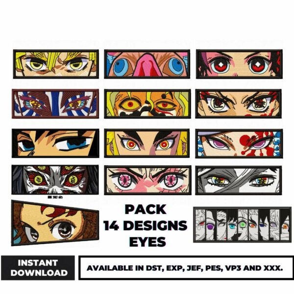 Embroidery Bundle Pack of 14 Eye Designs Download