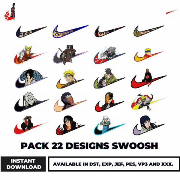 Embroidery Bundle with 22 Unique Swoosh Designs