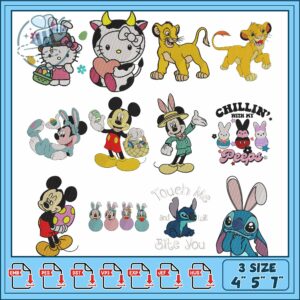 Embroidery Bundle with Cute Characters for Crafts