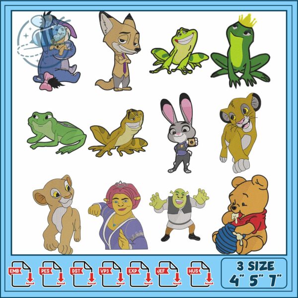 Embroidery Bundle with Fun Cartoon Characters Designs