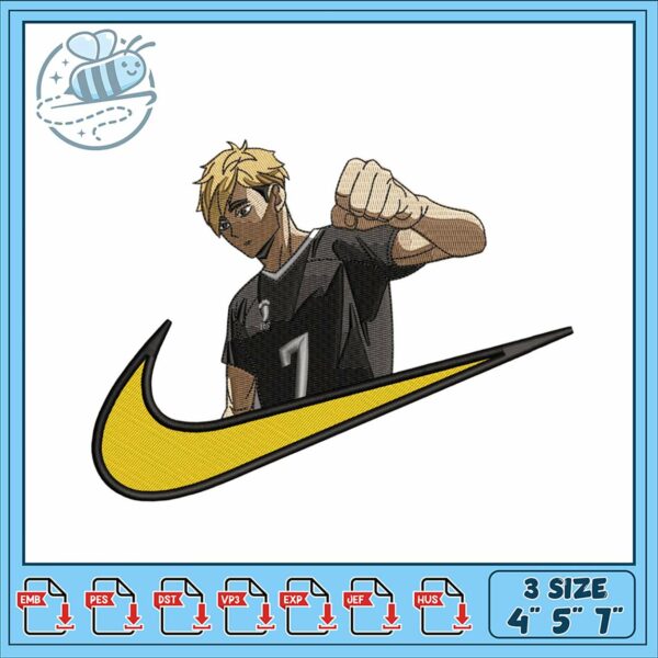 Embroidery Design Anime Boy with Nike Logo Vector