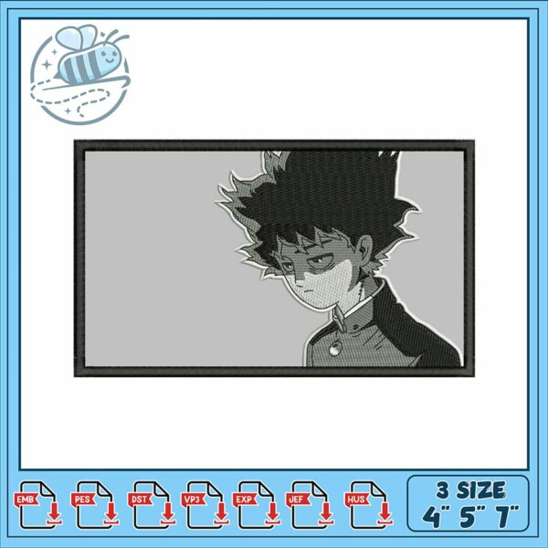 Embroidery Design Anime Character Black and White Art