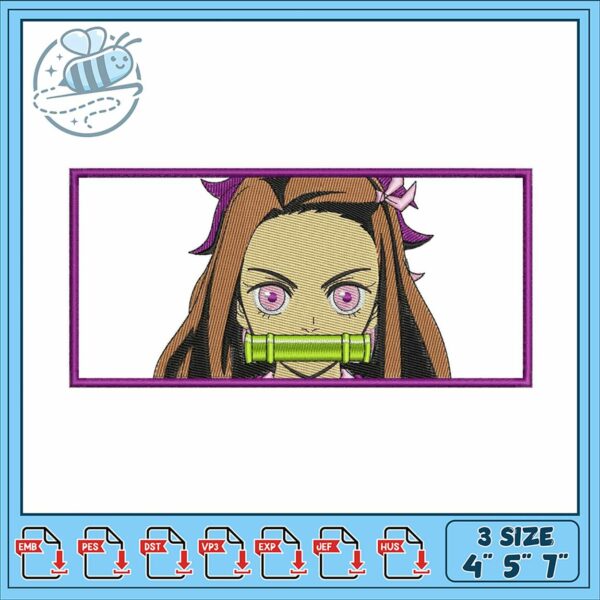 Embroidery Design Anime Character Three Size Options