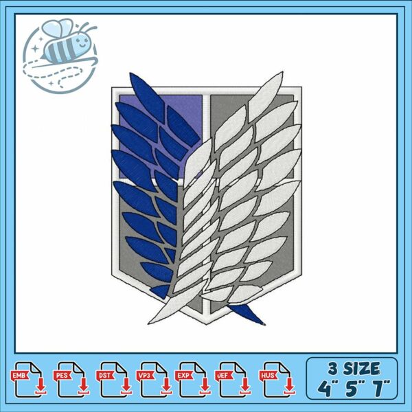 Embroidery Design Attack on Titan Wings Patch 4 5 7