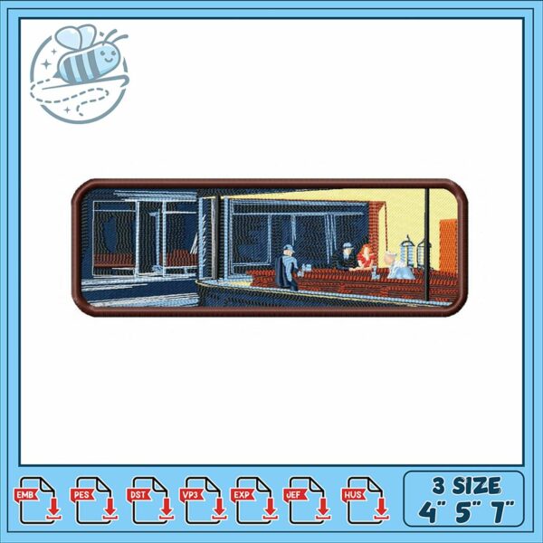 Embroidery Design Cozy Bar Scene for Crafts 4x5x7