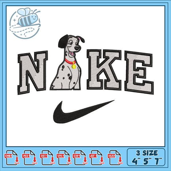 Embroidery Design Dog Nike Logo in Three Sizes