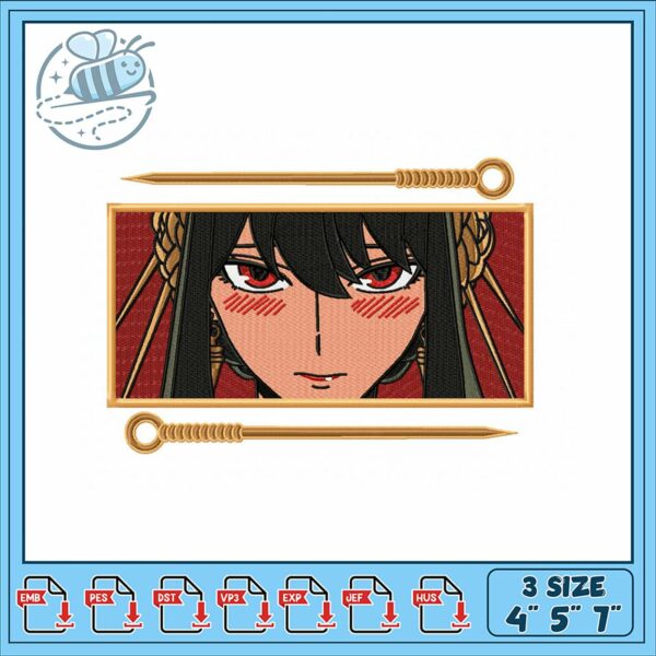 Embroidery Design Elegant Anime Character Art File