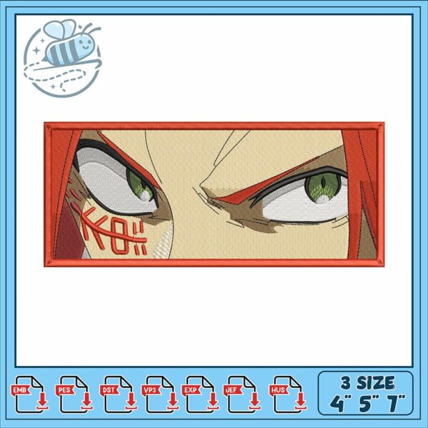 Embroidery Design Fierce Anime Character Eyes 4X5X7