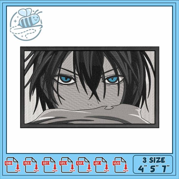 Embroidery Design Fierce Character with Blue Eyes
