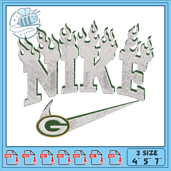 Embroidery Design Flaming Nike Logo