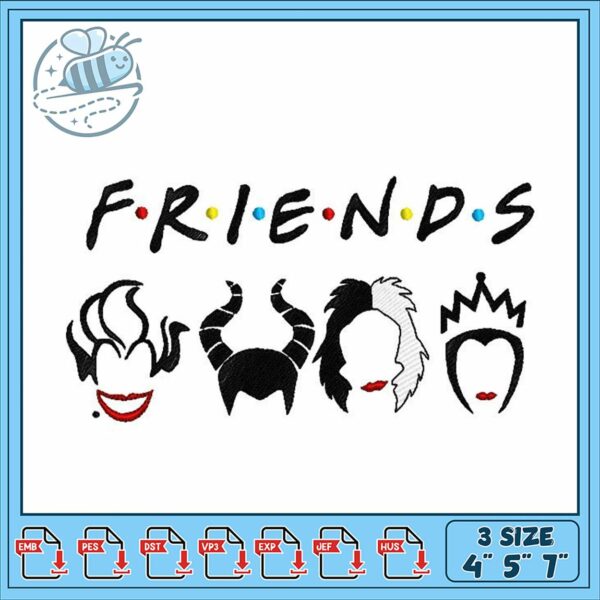 Embroidery Design Friends Themed Character Set