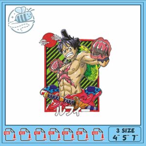 Embroidery Design Luffy Character 3 Size Options