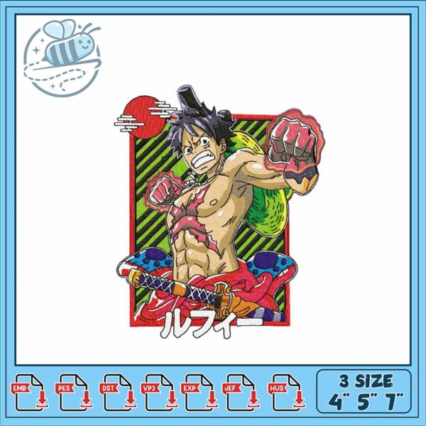 Embroidery Design Luffy Character 3 Size Options