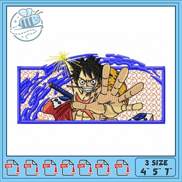 Embroidery Design Luffy Character in Three Sizes