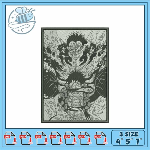 Embroidery Design Luffy and Kaido Dragon Art 45×7
