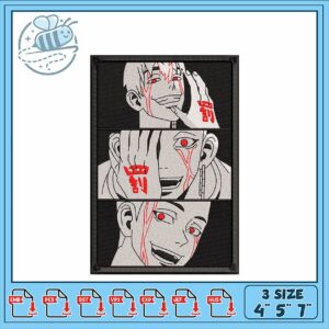 Embroidery Design Manga Character Red Accent 3 Sizes