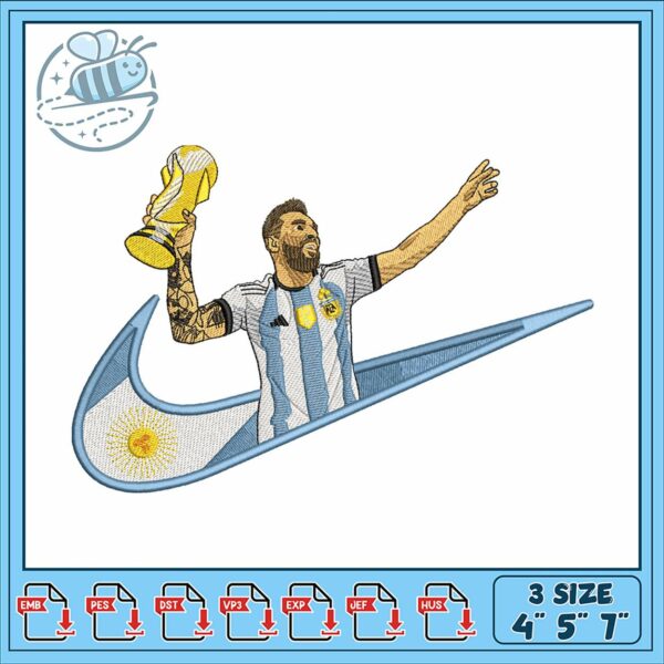 Embroidery Design Messi Celebrating World Cup Win