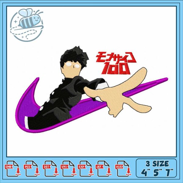 Embroidery Design Mob Psycho Character Nike Style