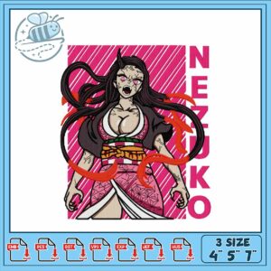 Embroidery Design Nezuko Character Three Sizes Available