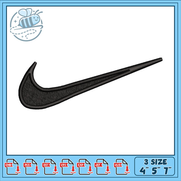 Embroidery Design Nike Swoosh 3 Size Options